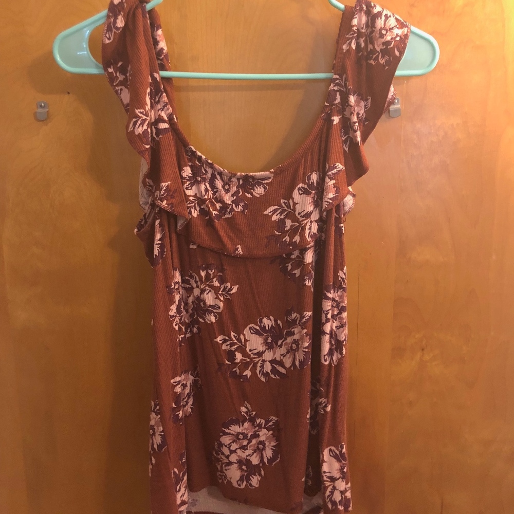 off the shoulder floral shirt